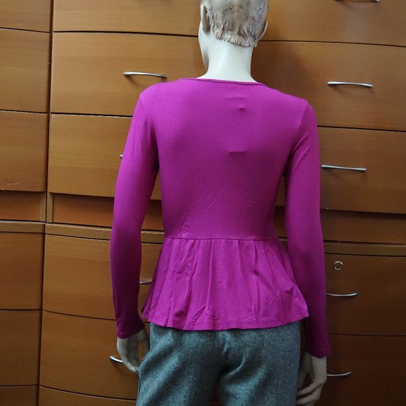 WORK PEPLUM BLOUSE LONG SLEEVE EUROPEAN S M L - Picture 4 of 4